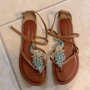 Gianni Bini peacock crystal sandals size 8